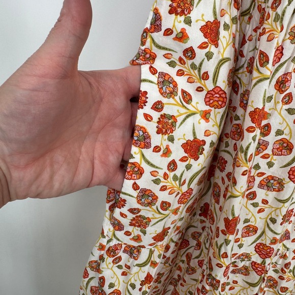 Old Navy Babydoll Dress Womens Medium Whimsical Floral White Orange NEW - Picture 6 of 14